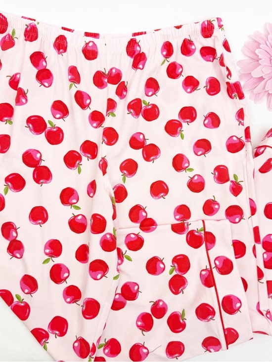 BedHead Pajamas PJ’s An Apple A Day Long Sleeve Classic Stretch Jersey PJ Set - Picture 11 of 16